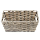 2 of 4:Home Basics Small Faux Rattan Basket with Cut-out Handles, Grey 