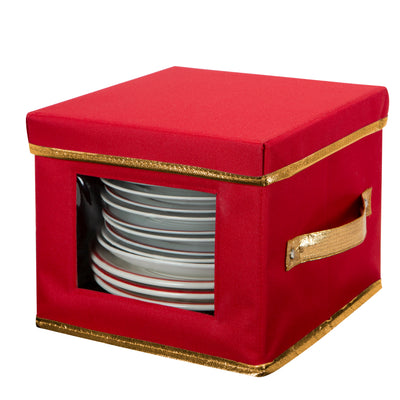 1 of 2:Simplify Holiday Salad Plate Dinnerware Storage Box with 12 Felt Dividers 