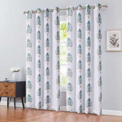 4 of 6:Ludlow - Panel de ventana con ojales bordados de damasco de 2 capas con respaldo de 54 x 84 pulgadas 