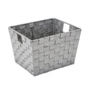 1 of 3:Simplify Papelera de almacenamiento mediana tejida a rayas de lúrex en gris/plateado 