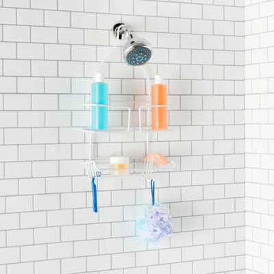 5 of 7:Home Basics Vinyl Coated Steel Shower Caddy, White 
