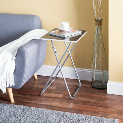 4 of 6:Table pliante multifonction Home Basics en marbre, noire 