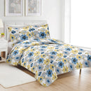 5 of 9:Ensemble de courtepointe infroissable en microfibre PREMIUS Eliana, 3 pièces, bleu-jaune 