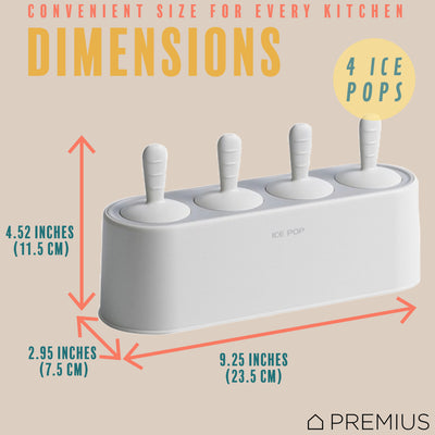 7 of 8:PREMIUS 4 Silicone Ice Pop Maker Mold Set, White, 9.25x2.95x4.52 Inches 