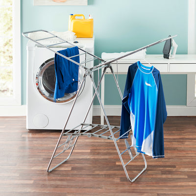 4 of 5:Sunbeam  Folding and Collapsible Indoor and Outdoors  Clothes Drying Rack, Silver 