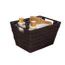4 of 4:Simplify Medium Rattan Storage Tote Basket in Chocolate 