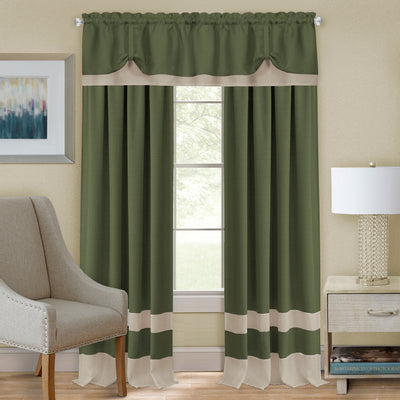 2 of 4:Darcy Rod Pocket Window Curtain Panel - 52x63 - Green/Camel 