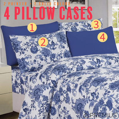 10 of 12:PREMIUS Premium Azure 4 & 6 Piece Microfiber Printed Wrinkle-Free Sheet Set 