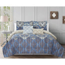 2 of 2:Sabrina 5 Piece Reversible Paisley Damask Comforter Set, Blue 
