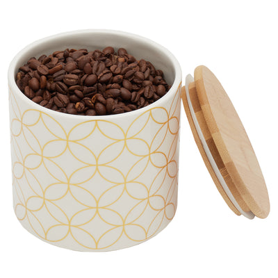 2 of 4:Home Basics Vescia Small Ceramic Canister with Bamboo Top 