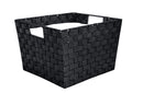 2 of 4:Simplify Large Lurex Striped Woven Storage Bin in Black/Silver 