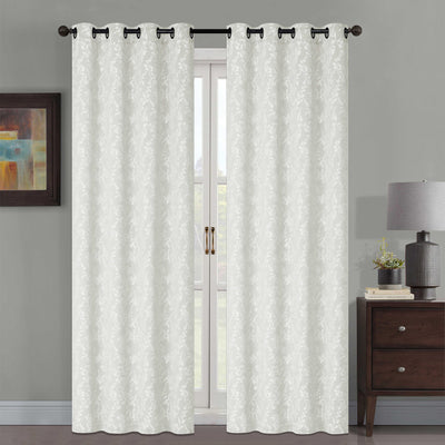 2 of 7:Jenner Jacquard Leaf Vines Grommet Window Panel, 54x84 Inches 