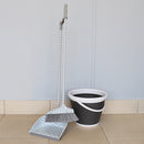 4 of 4:Home Basics Chevron Upright Angled Broom and Plastic Dust Pan Set with Comfort Grip Handle, Grey 