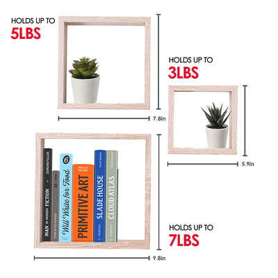 4 of 6:Cubes muraux flottants Home Basics en MDF, 3 pièces, chêne 