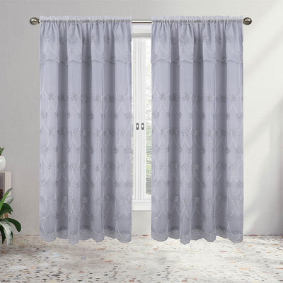 1 of 5:Lana Floral Embroidery Window Panel with Attached Valance and Backing, 55x84 Inches 
