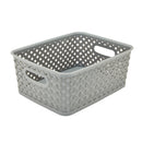 1 of 2:Simplify's Small Resin Wicker Storage Bin in Grey 