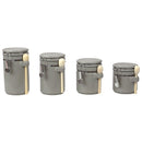 1 of 3:Home Basics Lot de 4 boîtes en céramique avec couvercle et cuillères en bois, gris 