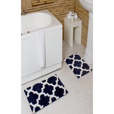 4 of 5:PREMIUS 2 Piece Quatrefoil Diamond Bath Rug Set, 17x24 & 20x32 Inches 