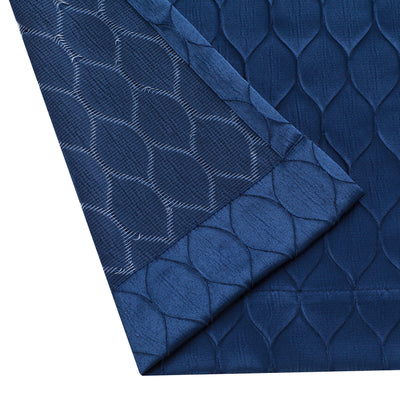 5 of 6:Mackenna Ogee Jacquard Grommet Window Panel, Navy, 52x84 Inches 