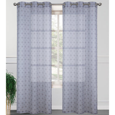 2 of 5:Carmen 2 Pack Morrocan Sheer Grommet Window Panel, 2-38x84 Inches 