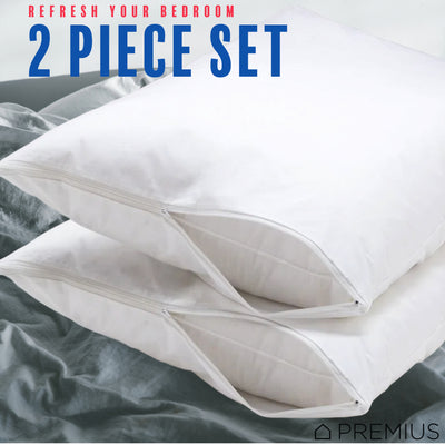 15 of 18:PREMIUS 2-Pack Bed Pillow Protector Encasement Cover with Zipper, White 