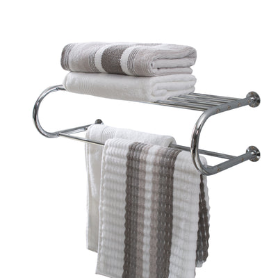 2 of 4:Neu Home Wall Mounted Bath Shelf with Towel Bar in Chrome 
