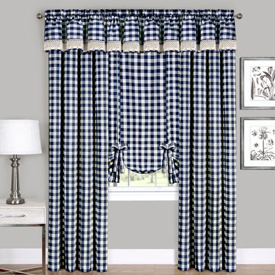 3 of 4:Buffalo Check Window Curtain Panel - 42x63 - Navy 