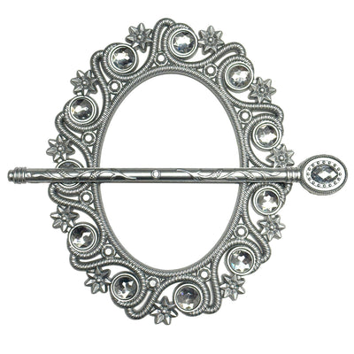 1 of 2:Oval Scroll with Jewels Decorative One Pair Window Curtain Tieback, Silver 
