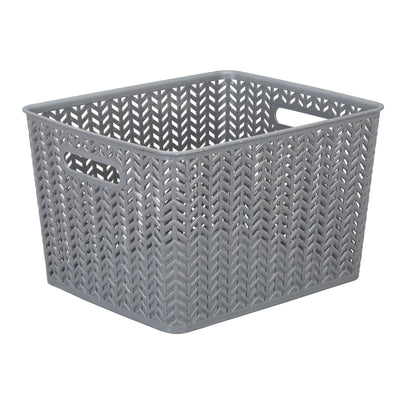 1 of 2:Simplify Large Herringbone Storage Bin in Grey 