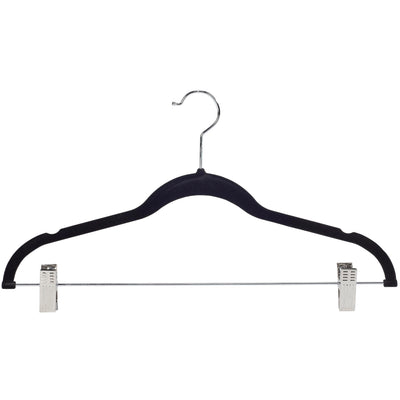 2 of 2:Simplify 6 Pack Velvet Hangers with Clips in Black 