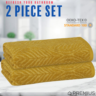 7 of 24:PREMIUS 2 Pack Leaf 100% Cotton Yarn Dyed Hand Towel, 16x28 Inches 