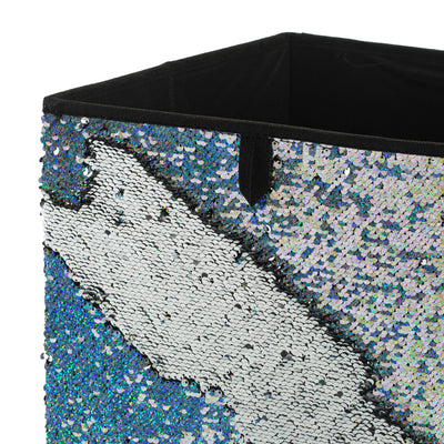 4 of 4:Neu Home Reversible Sequin Storage Cube in Silver 