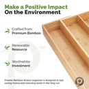 8 of 9:Plateau séparateur extensible et réglable en bois pour couverts en bambou Pristine, 5 emplacements, 43 x 49,3 x 6,1 cm 