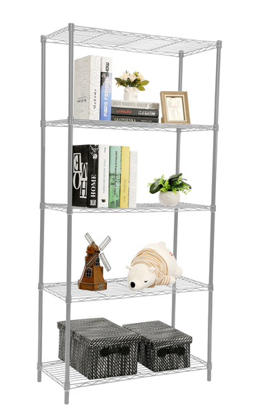 1 of 4:Home Basics 5 Tier Wide Wire Steel Wire Shelf, Grey 