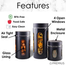 3 of 4:Ensemble de 3 boîtes hermétiques en verre pour la cuisine Premius, noir mat 
