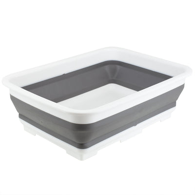 3 of 4:Home Basics Collapsible Silicone and Plastic Multi-Purpose Storage Washing Basin, Grey 
