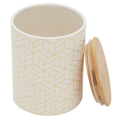 3 of 4:Grand pot en céramique Home Basics Cubix avec couvercle en bambou 