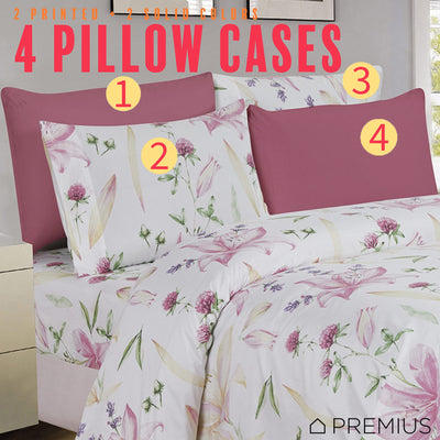 4 of 12:Ensemble de draps infroissables imprimés en microfibre PREMIUS Premium Amari 4 et 6 pièces 