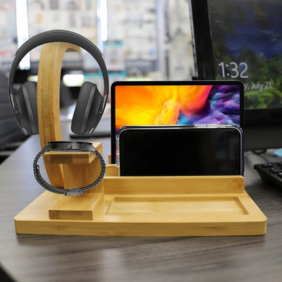 4 of 4:Home Basics Bamboo Headphone Station, Natural 