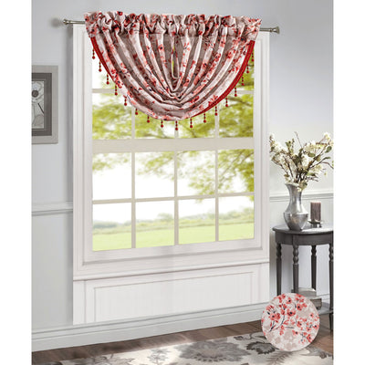 3 of 10:Brandy Jacquard Floral Rod Pocket Window Panel and Valance Treatment, All Sold Separately 