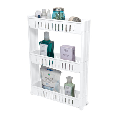 2 of 4:Chariot de rangement coulissant mince à 3 niveaux Simplify, blanc 