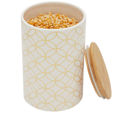 3 of 4:Home Basics Vescia Large Ceramic Canister with Bamboo Top 