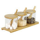 2 of 4:Ensemble de 3 burettes en verre Home Basics avec base en bambou et cuillères 