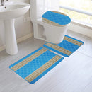 1 of 1:Nicole 3-Piece Mega Bath Mat Set, Greek Key Design, Turquoise 