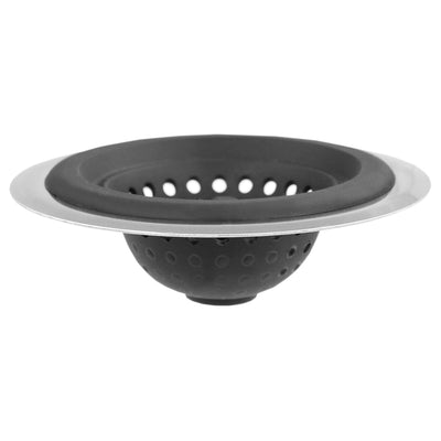 3 of 3:Home Basics Colador de fregadero de silicona con borde de acero inoxidable, plateado 