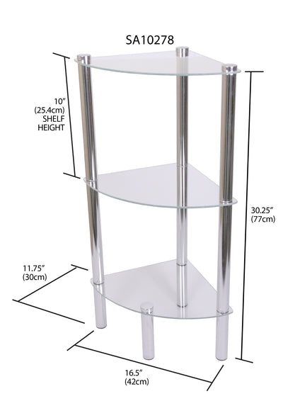 6 of 6:Home Basics 3 Tier Multi Use Arc Glass Corner Shelf, Clear 