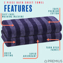 33 of 40:PREMIUS 2 Pack Stripes 100% Cotton Yarn Dyed Bath Sheet Towel, 32x64 Inches 