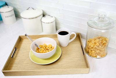 4 of 6:Home Basics Metallic Weave Serving Tray with Cut-Out Handles, Gold, 18x13x2 Inches 