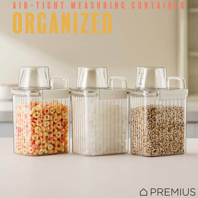 9 of 15:PREMIUS Plastic Food Storage Container with Measuring Cup, Clear-Natural 