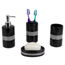 1 of 6:Ensemble d'accessoires de bain de luxe Home Basics, 4 pièces, avec de superbes paillettes, noir 